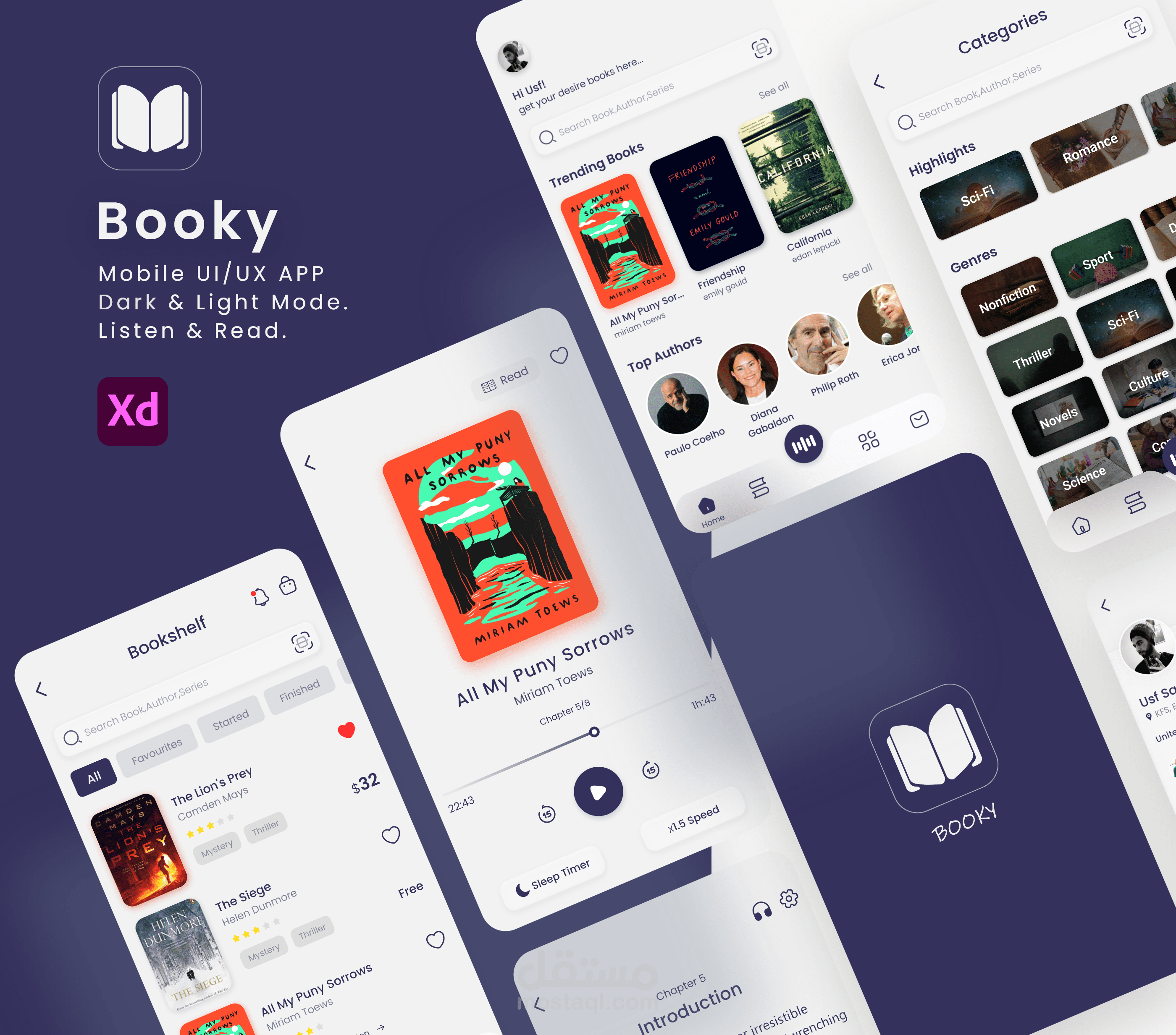 Books App (Booky) Dark & light Mode