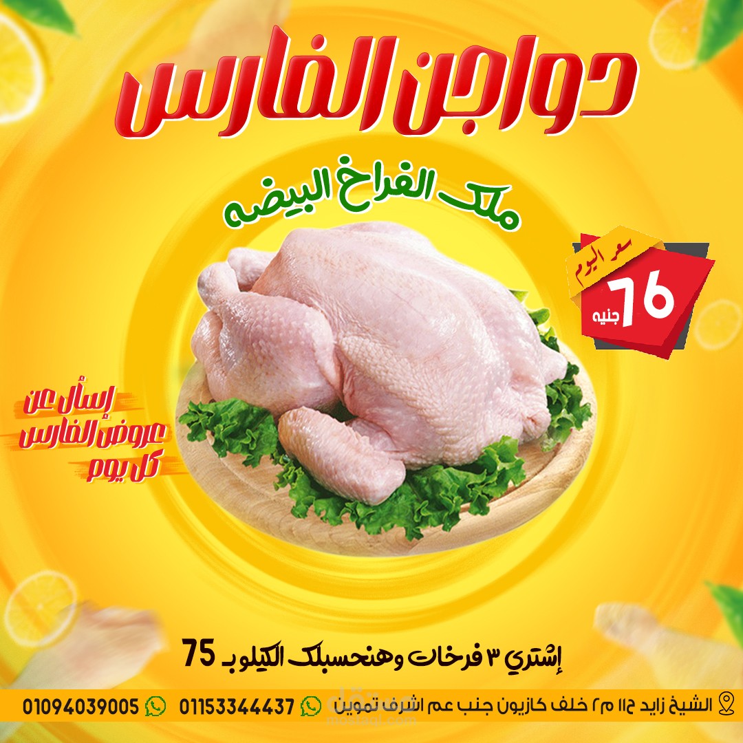 تصميمات سوشيال ميديا فيس بوك لمحل الفارس للدواجن