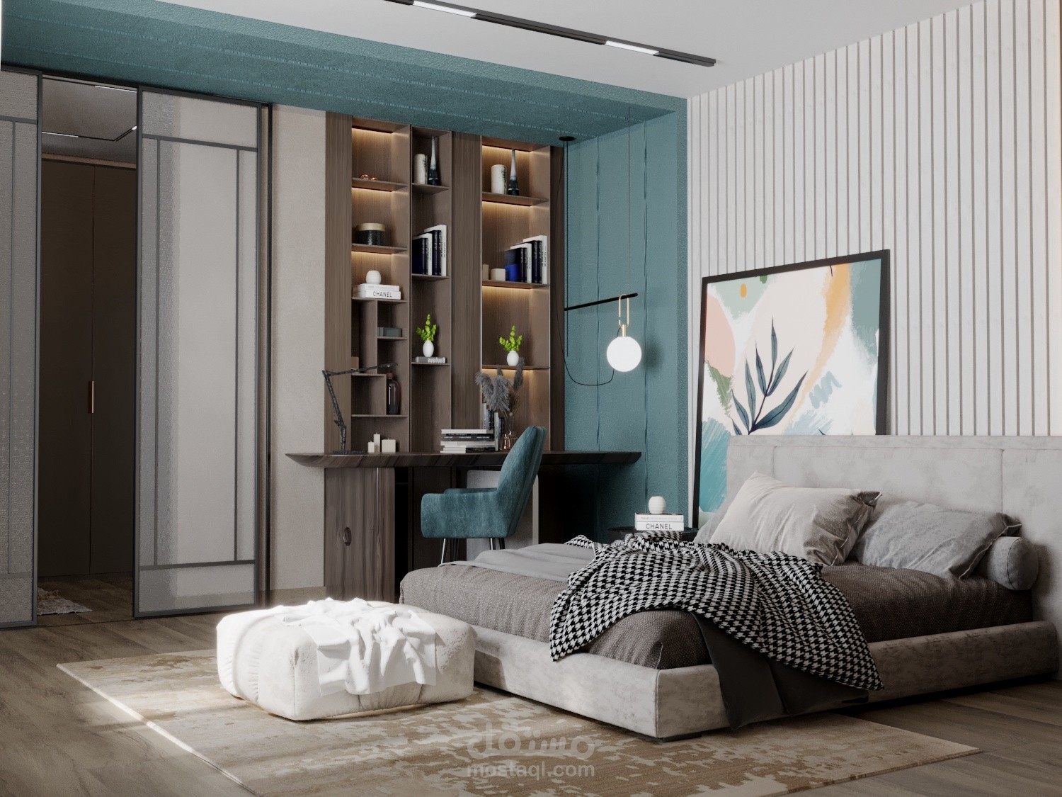 غرفة نوم رئيسية مضاف اليها مكتب