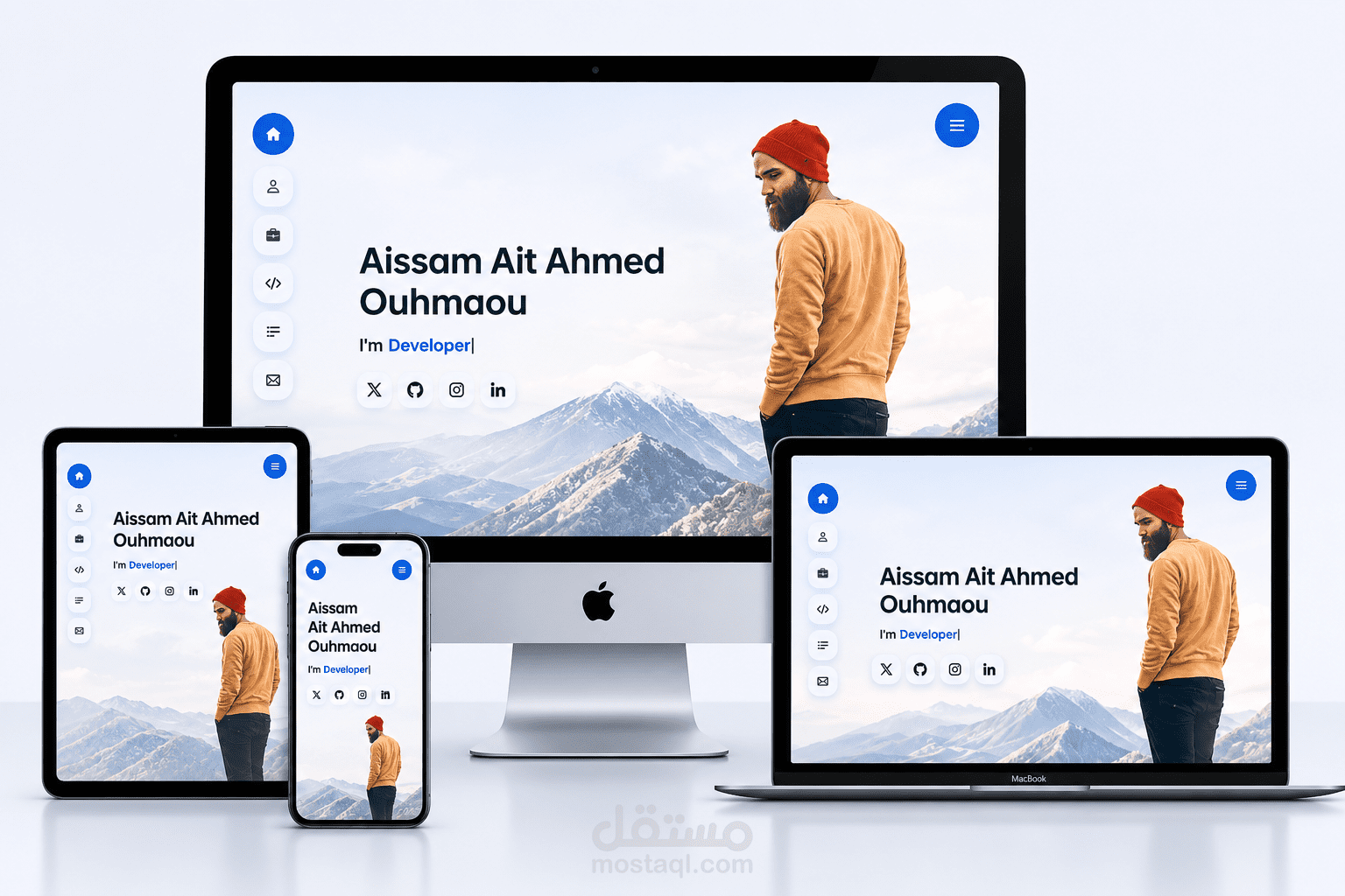 موقع شخصي احترافي لعرض الخبرات والمشاريع
