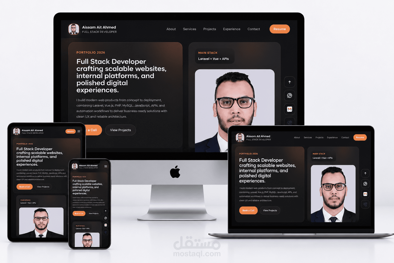 تصميم وتطوير موقع Portfolio شخصي  لمطور Full Stack