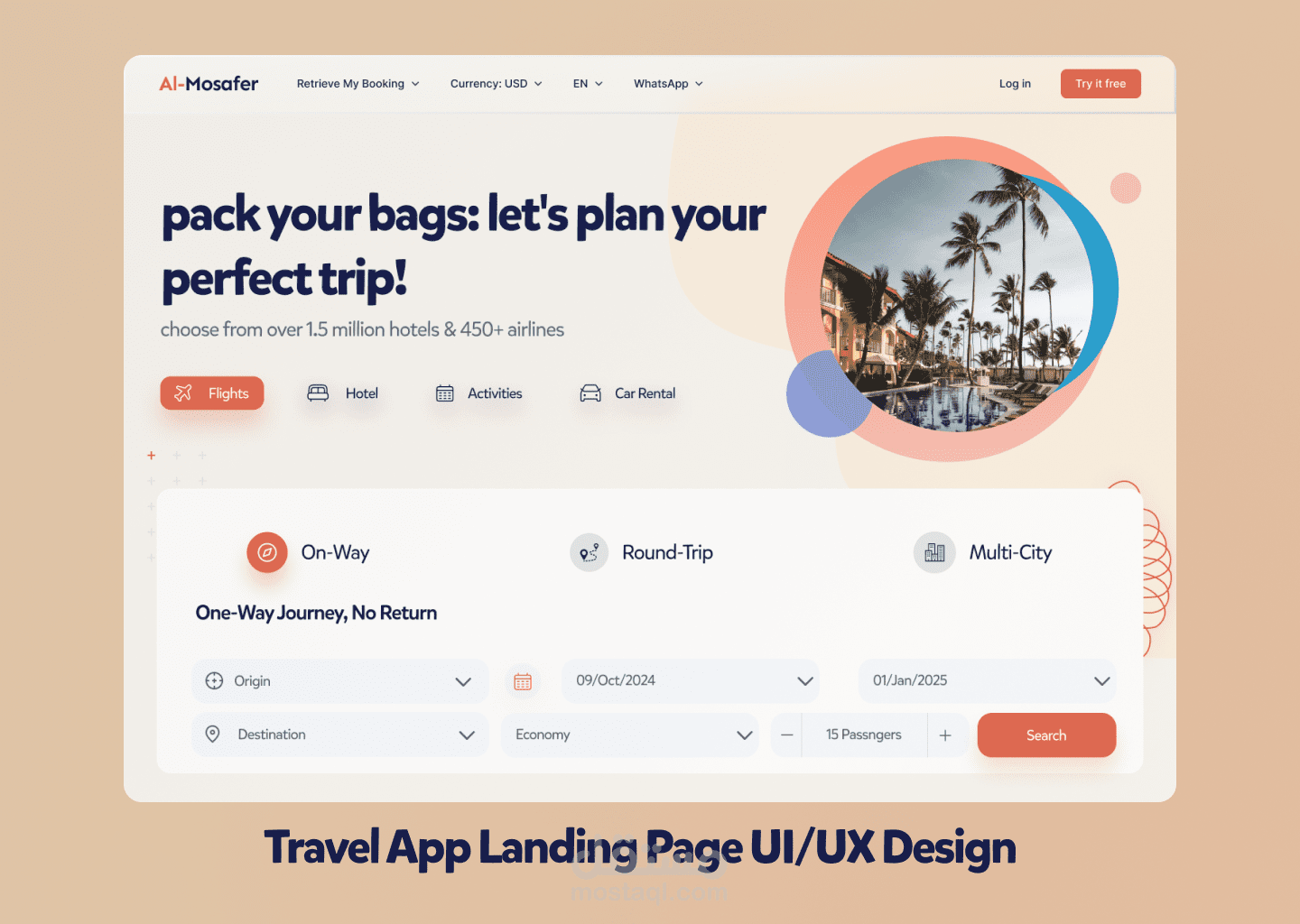 Travel App landing page UI/UX Design