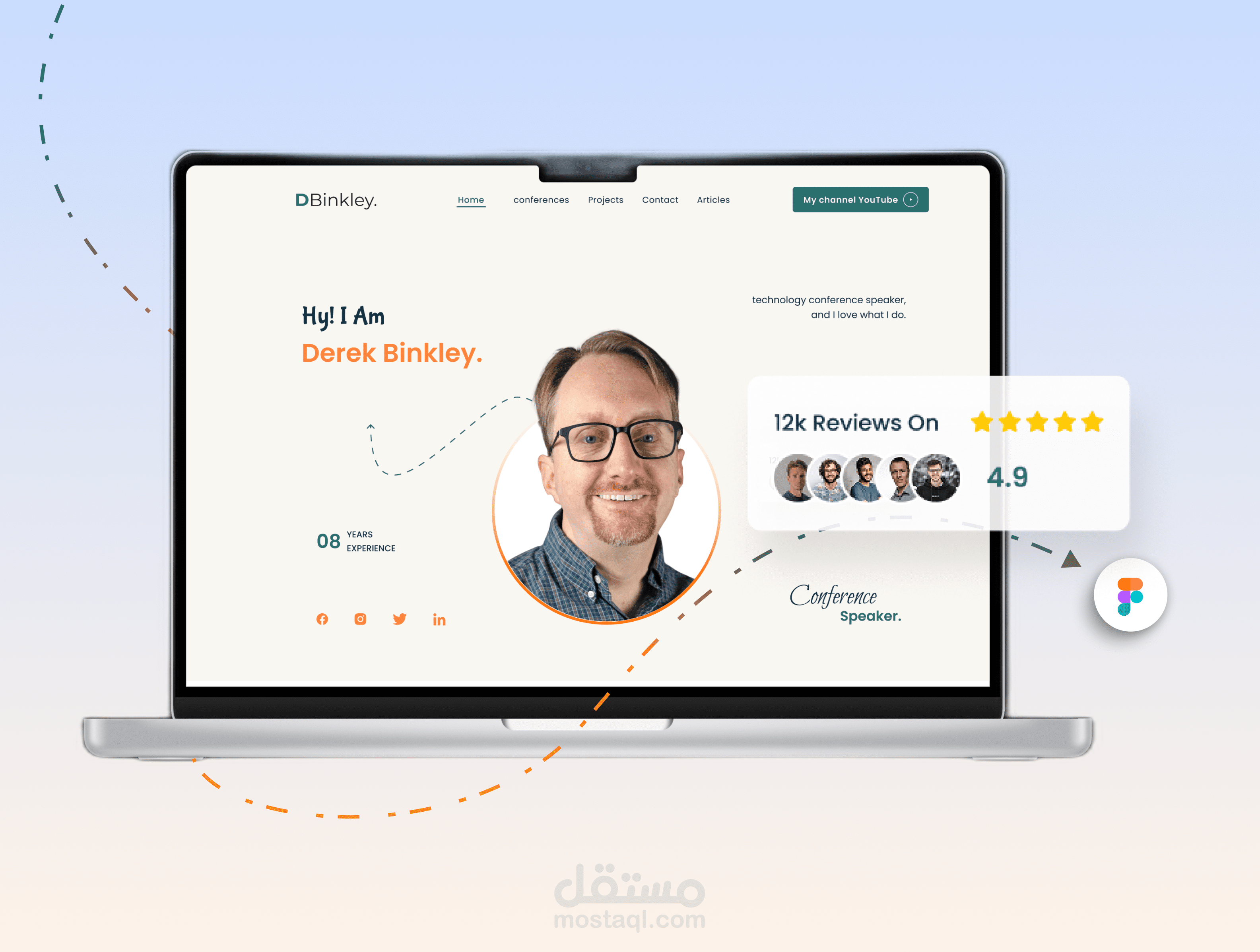 صفحة هبوط للمؤتمر الشخصي – تصميم واجهة المستخدم وتجربة المستخدم