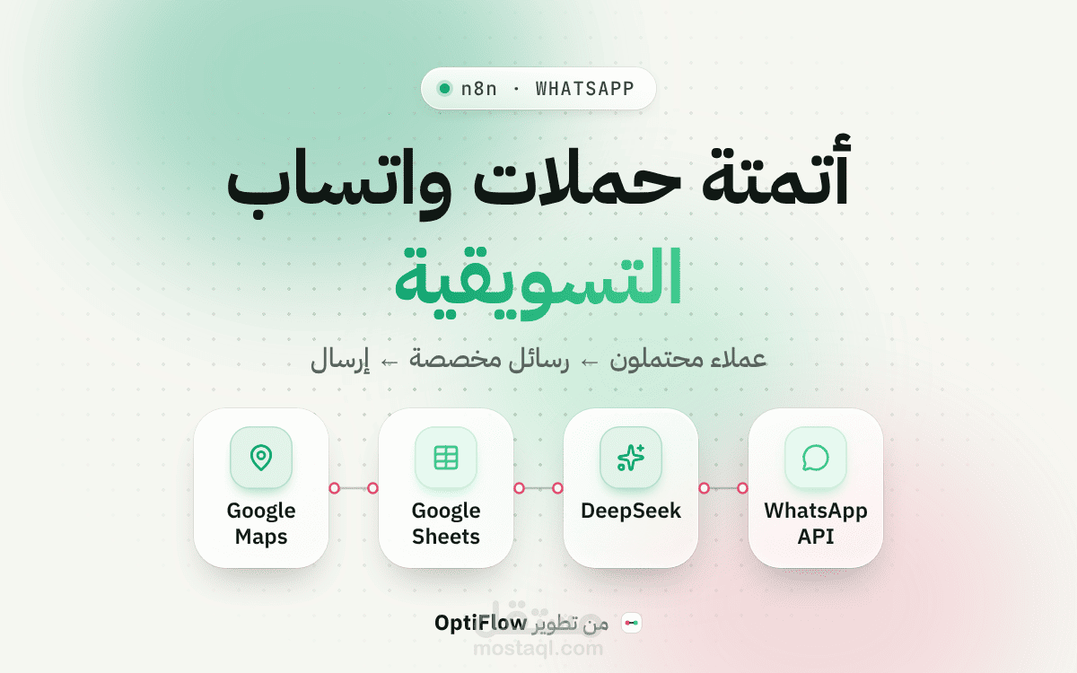 أتمتة حملات واتساب التسويقية بالذكاء الاصطناعي | جمع عملاء محتملين + رسائل مخصصة لكل عميل تلقائيًا + تقارير فورية | n8n + WhatsApp gateway