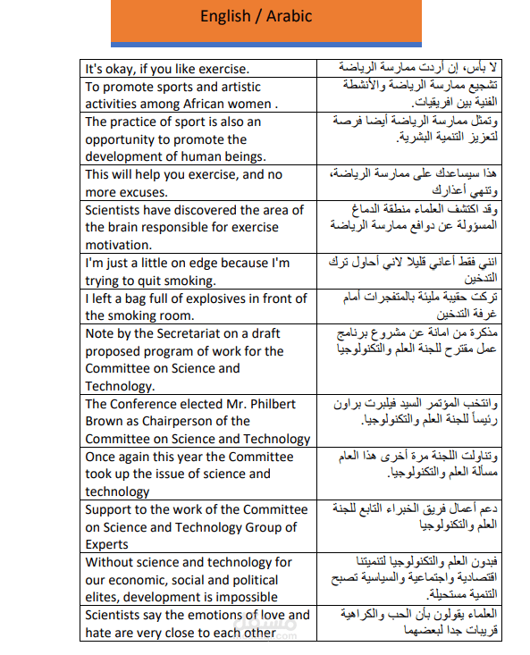 ترجمة عربي /  انجليزي