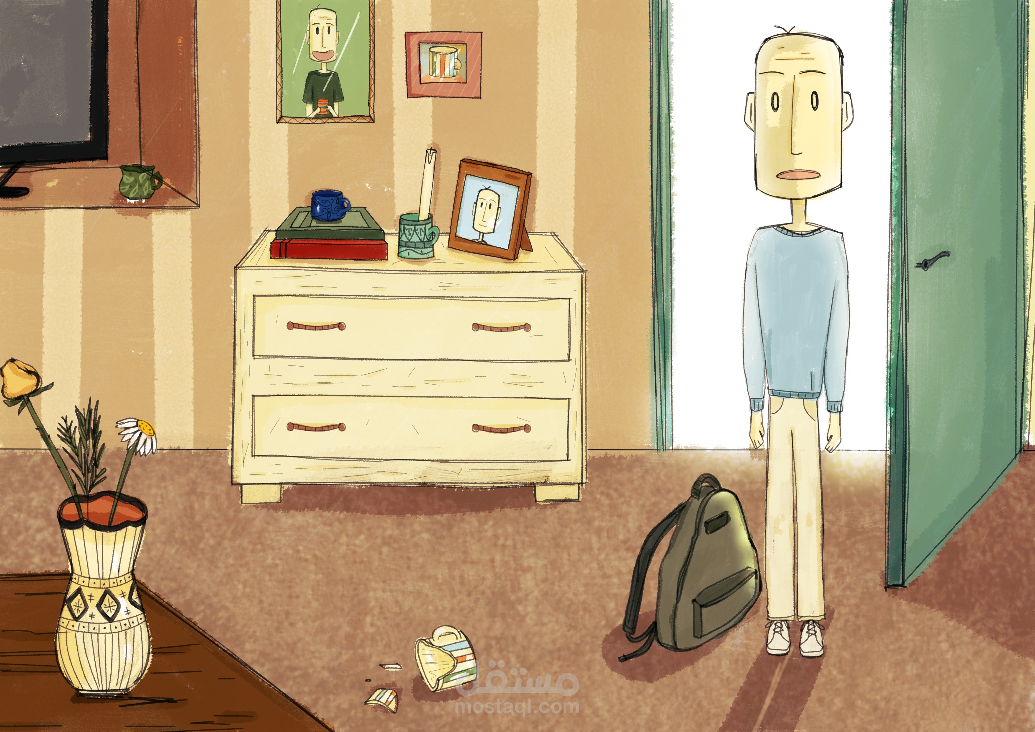 الرجل المصدوم-illustration