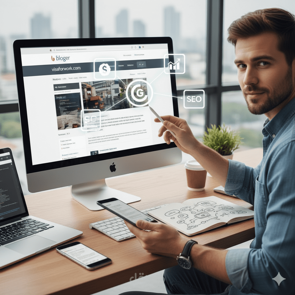 بلوجر احترافية: إعداد تقني كامل، SEO متقدم، وجاهزية لاعتماد AdSense