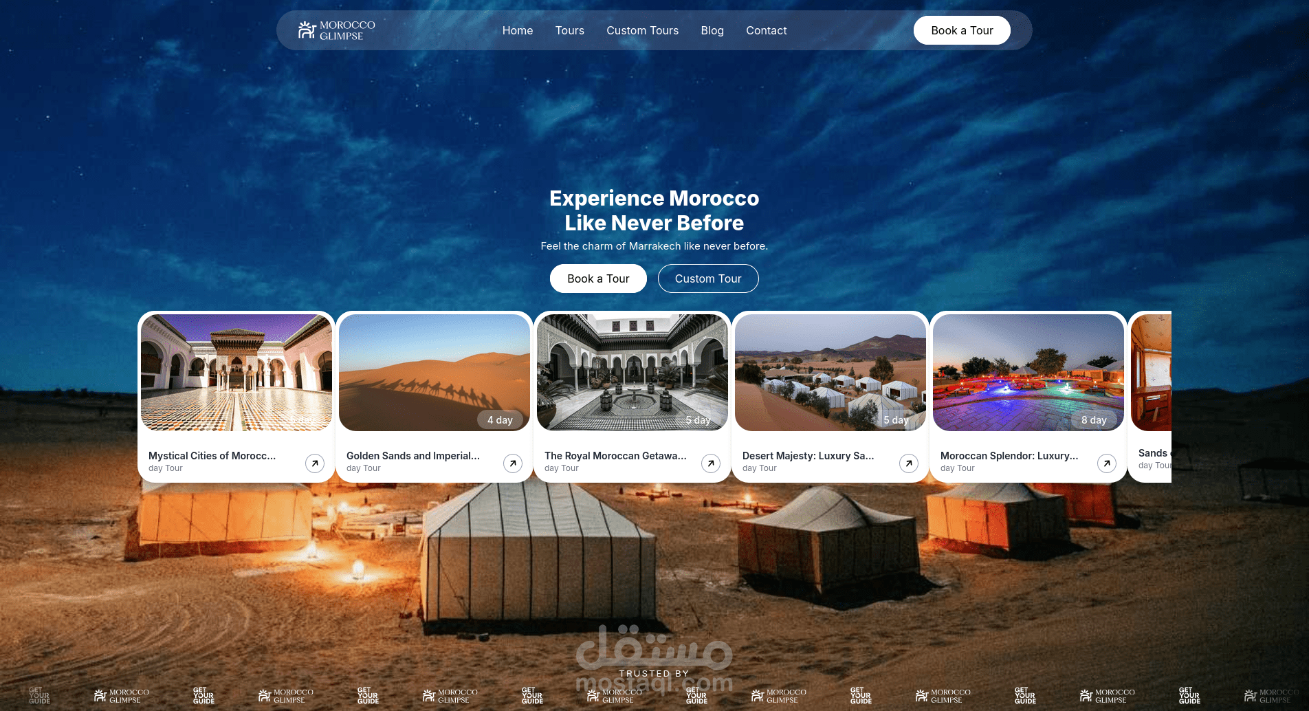 تطوير موقع إلكتروني لمنصة Morocco Glimpse للسياحة
