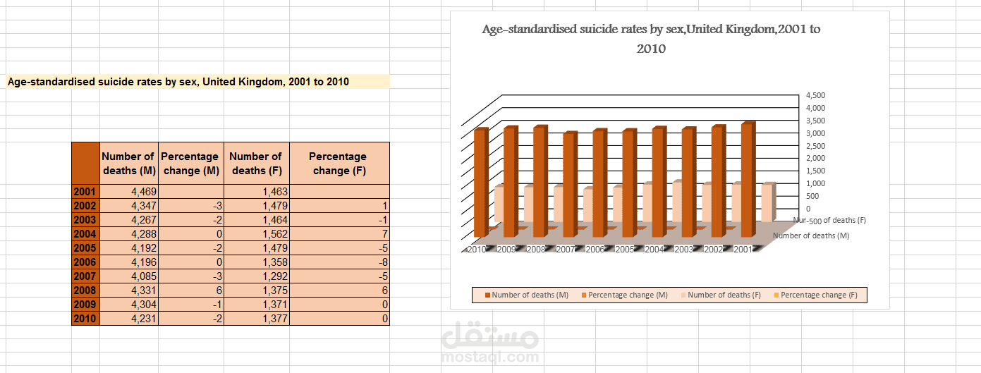 اعمل على استخدام برنامج الاكسل .