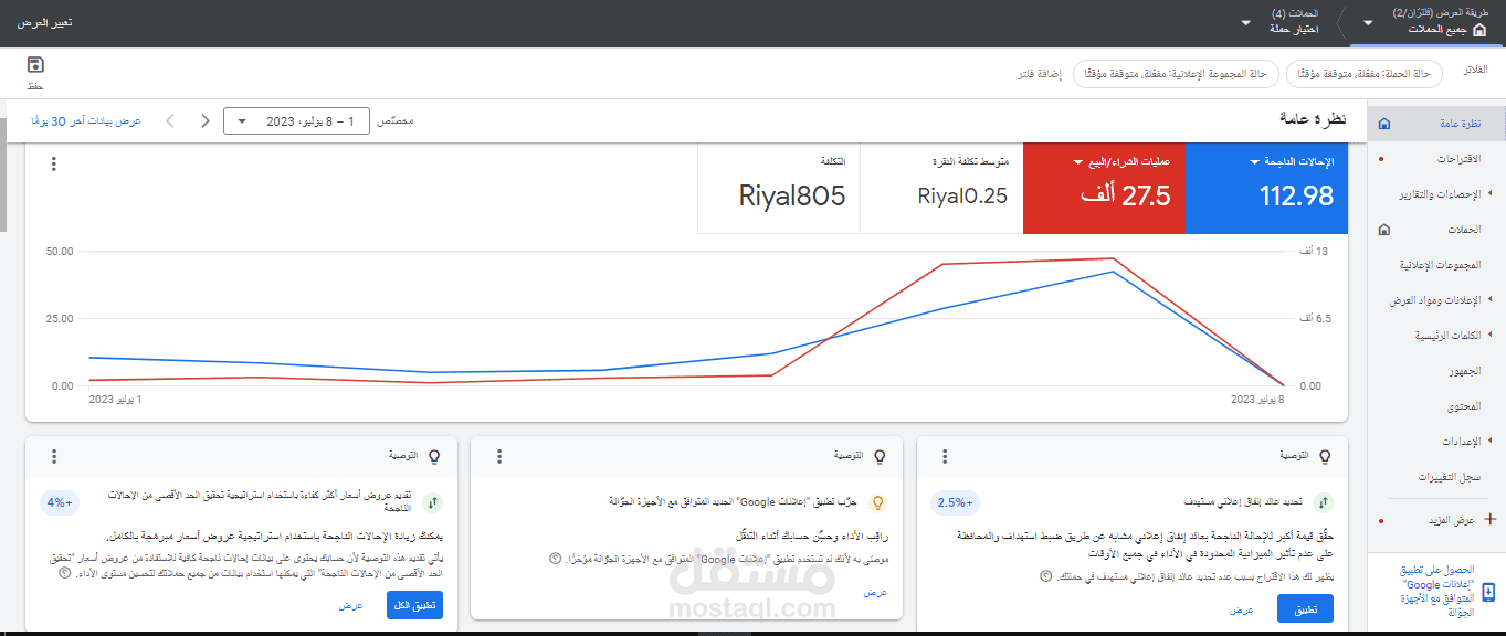إدارة حملات إعلانية على قوقل