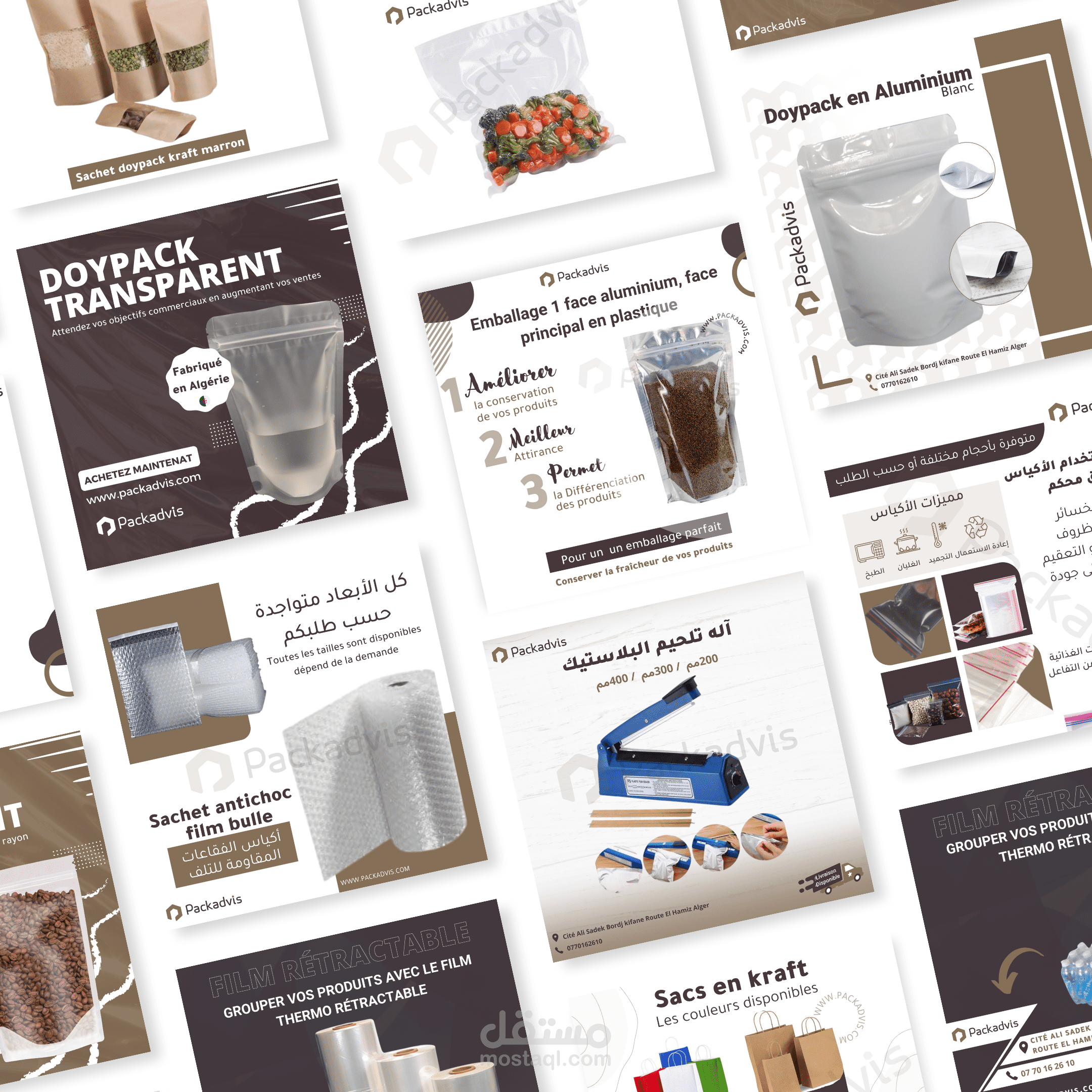 تصميم شعار +تصاميم  لمتجر الكتروني خاص بالتغليف Packadvis