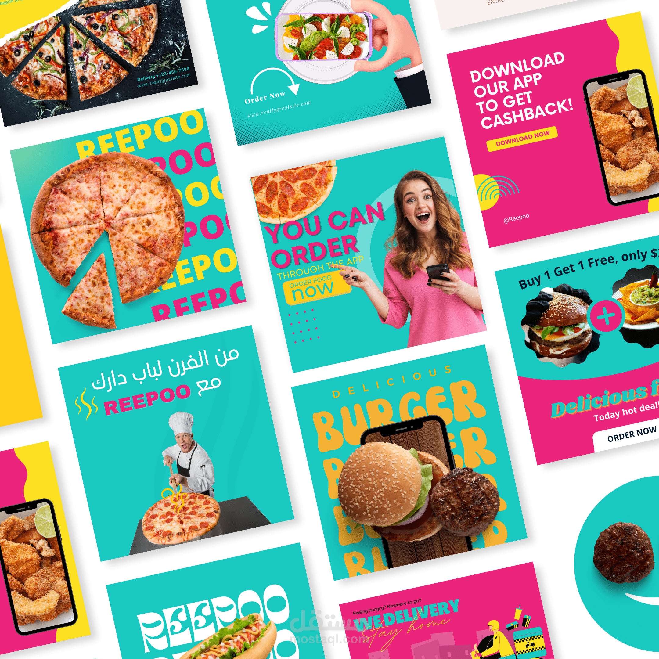 تصاميم سوشال ميديا تطبيق لتوصيل الطعام REEPOO