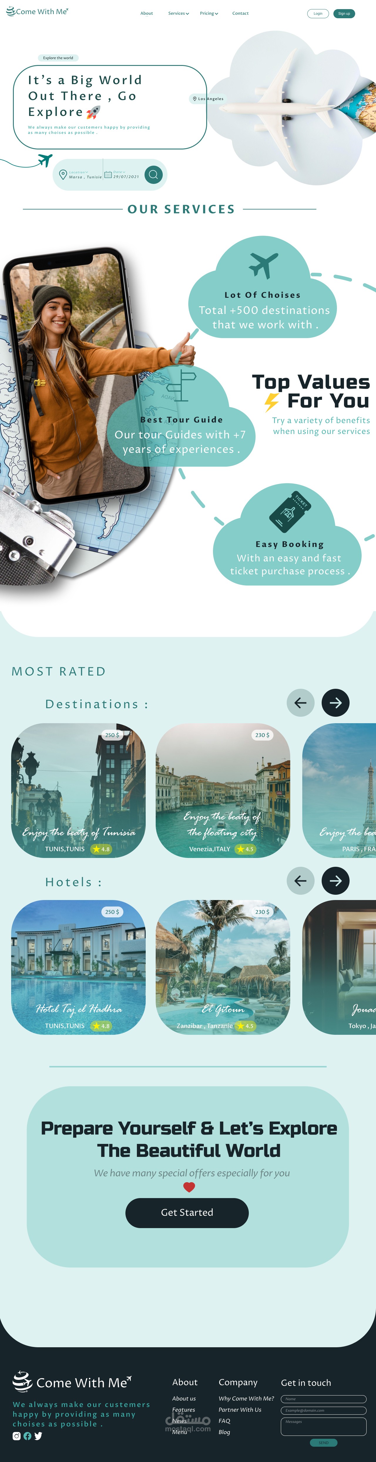 تصميم أحد الواقع لوكالة أسفار