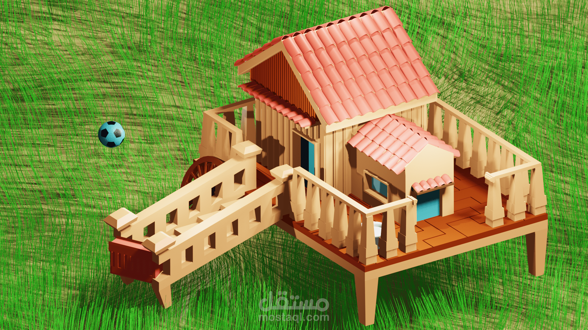 تصميم بيت مع حديقة 3D