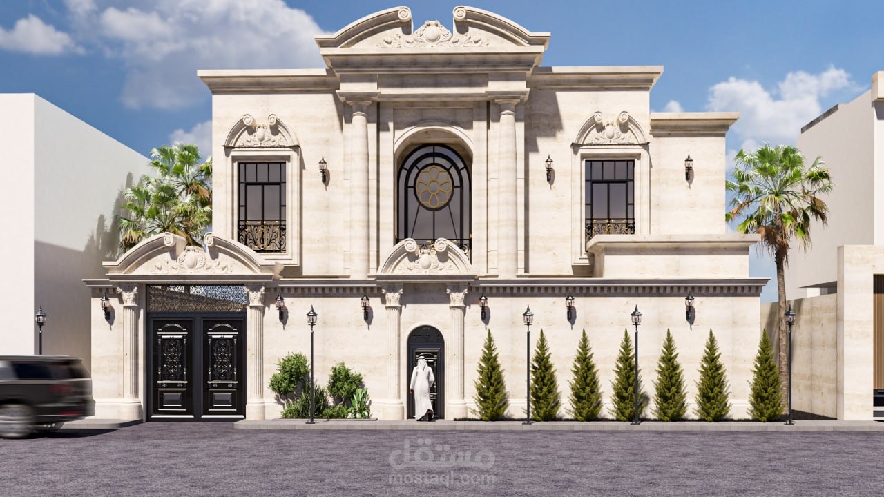 تصميم واجهة فيلا كلاسيك