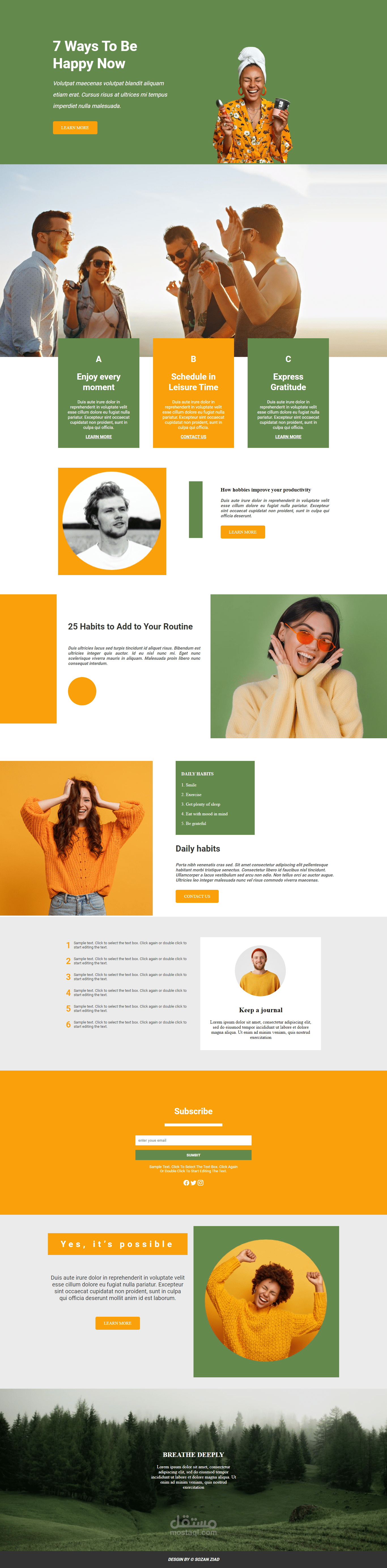 تصميم صفحة هبوط landing page for happiness