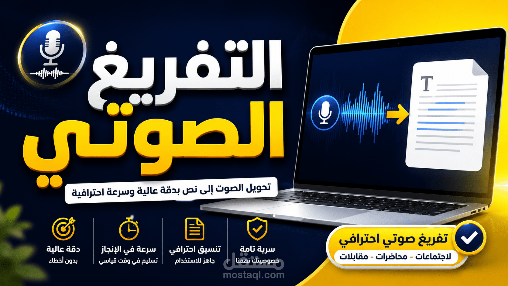 تفريغ صوتي (10 دقائق - 20 دقيقة - 30 دقيقة) تحويل الصوت الى نص احترافي