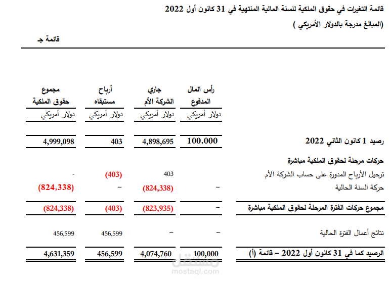 تقارير مالية لشركات مساهمة