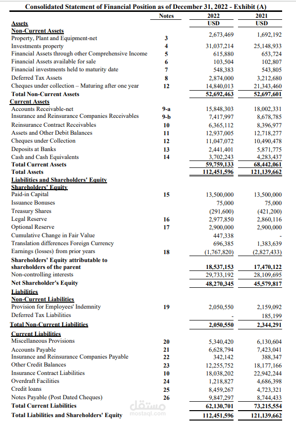 تقارير مالية لشركات مساهمة عامة محدودة