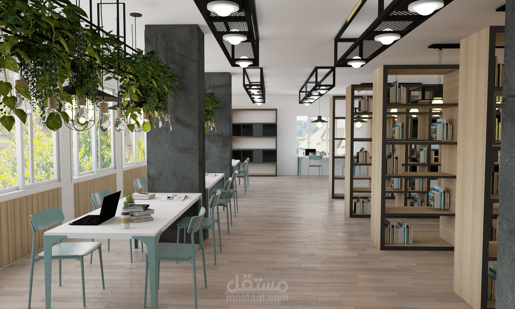 تصميم عصري لمكتبة قرأة