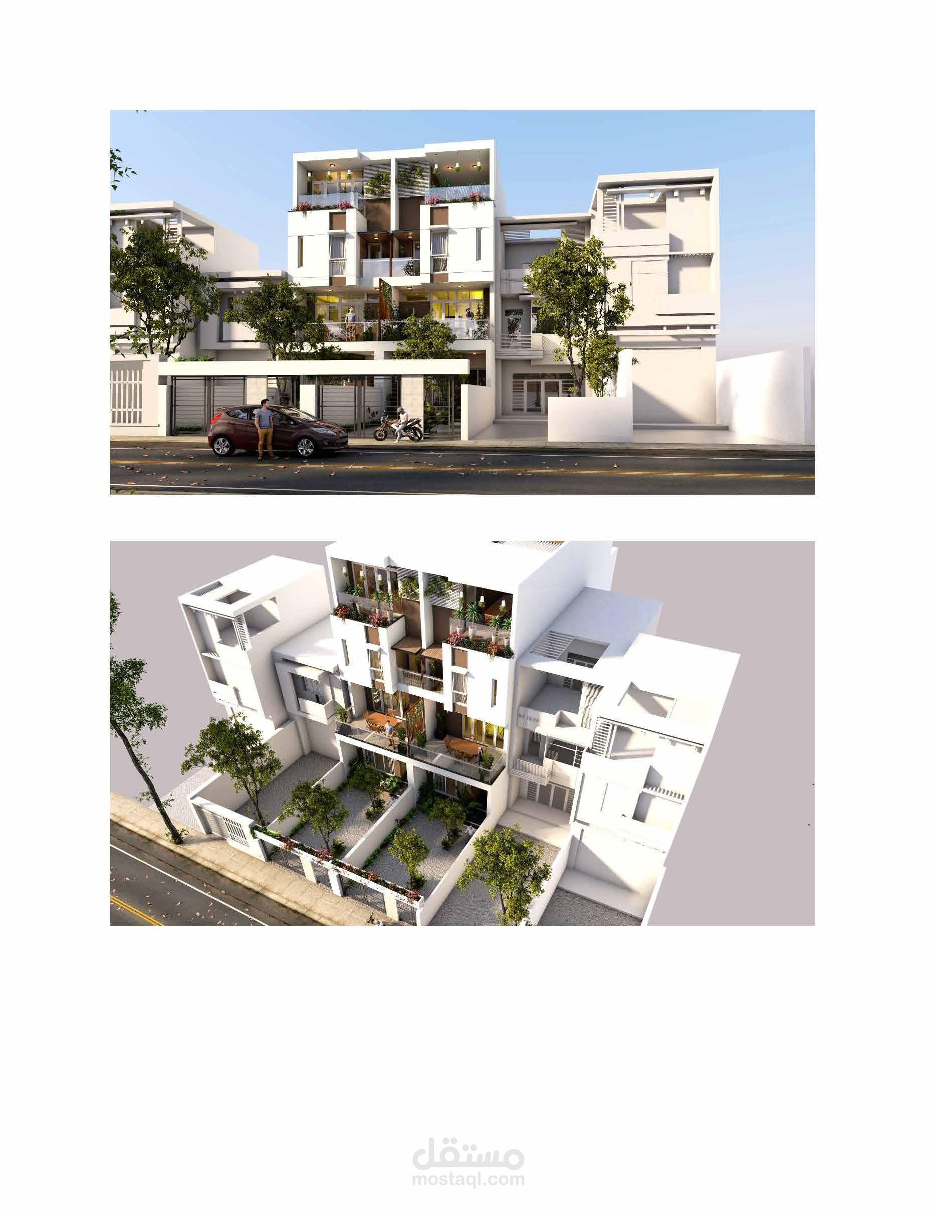 تصميم 3D max لفلـة من طابقين وفلـة من 5 طوابـق بالدمـام