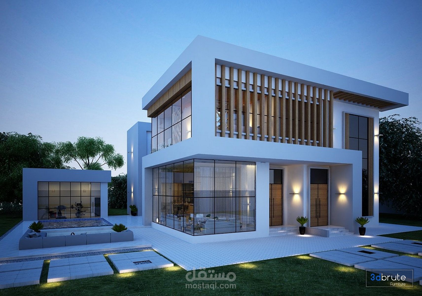 تصميم ثلاثي الابعاد لفيلا في الدمام