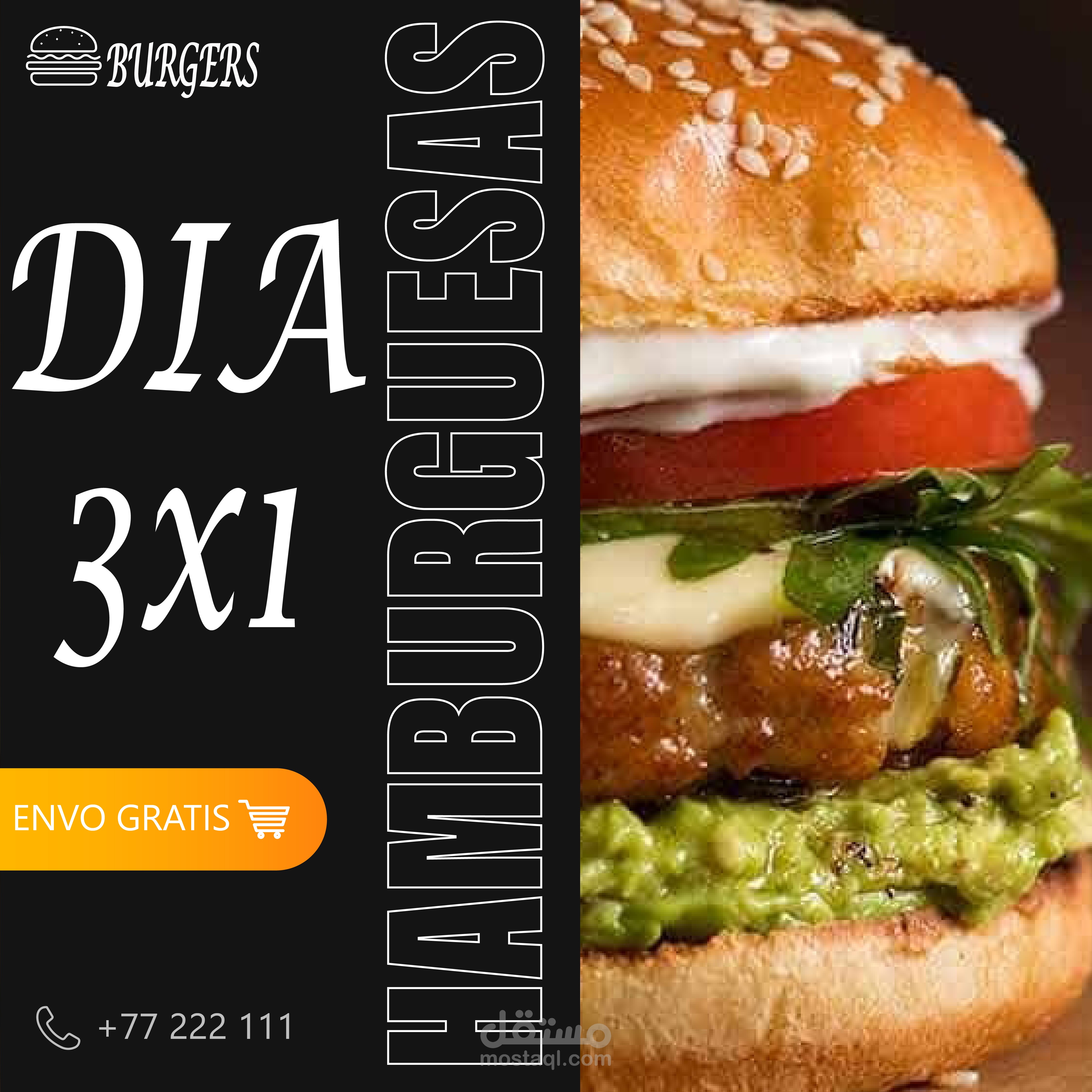 تصاميم سوشل ميديا لمطعم وجبات سريعة