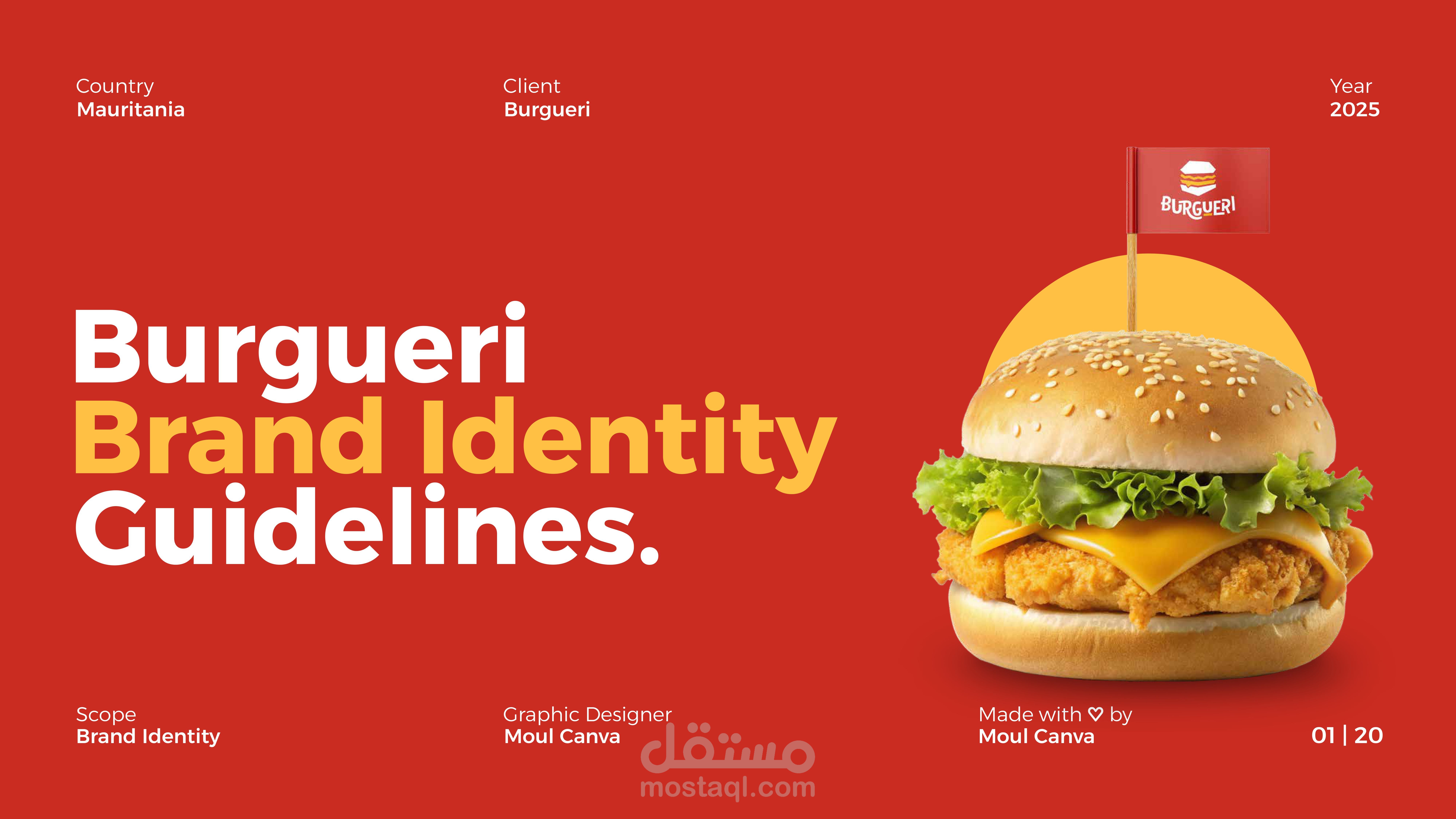 تصميم هوية بصرية لـ براند مطعم Burgueri