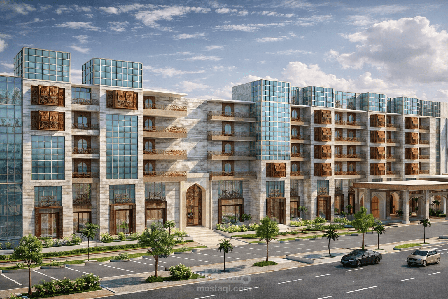 تصميم مجمع تجارى فندقى ادارى