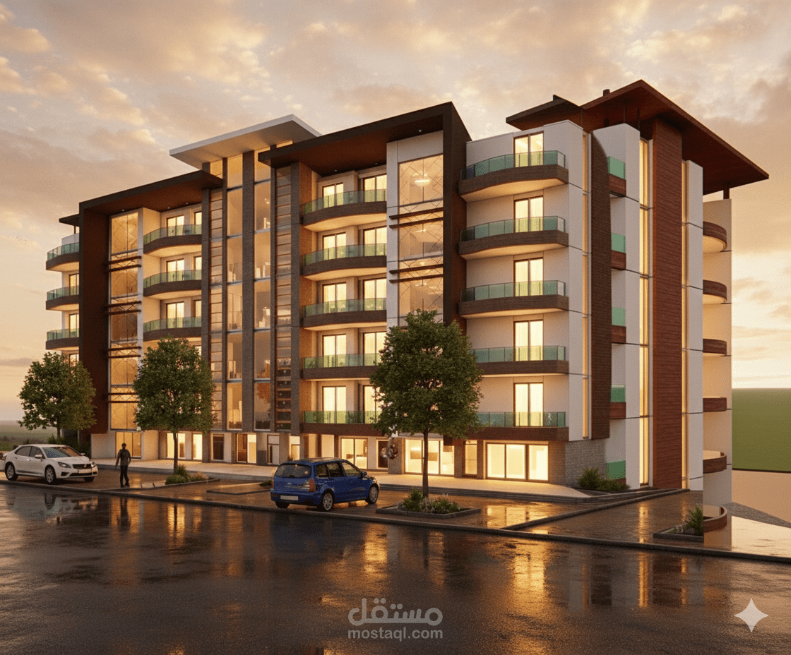 تصميم 3d لعمارة سكنية