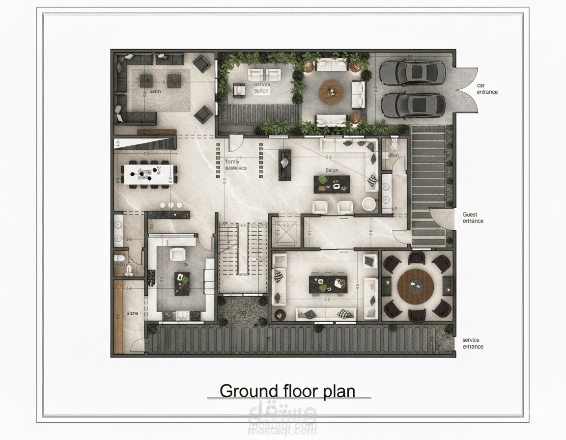 تصميم معمارى لفيلا سكنية