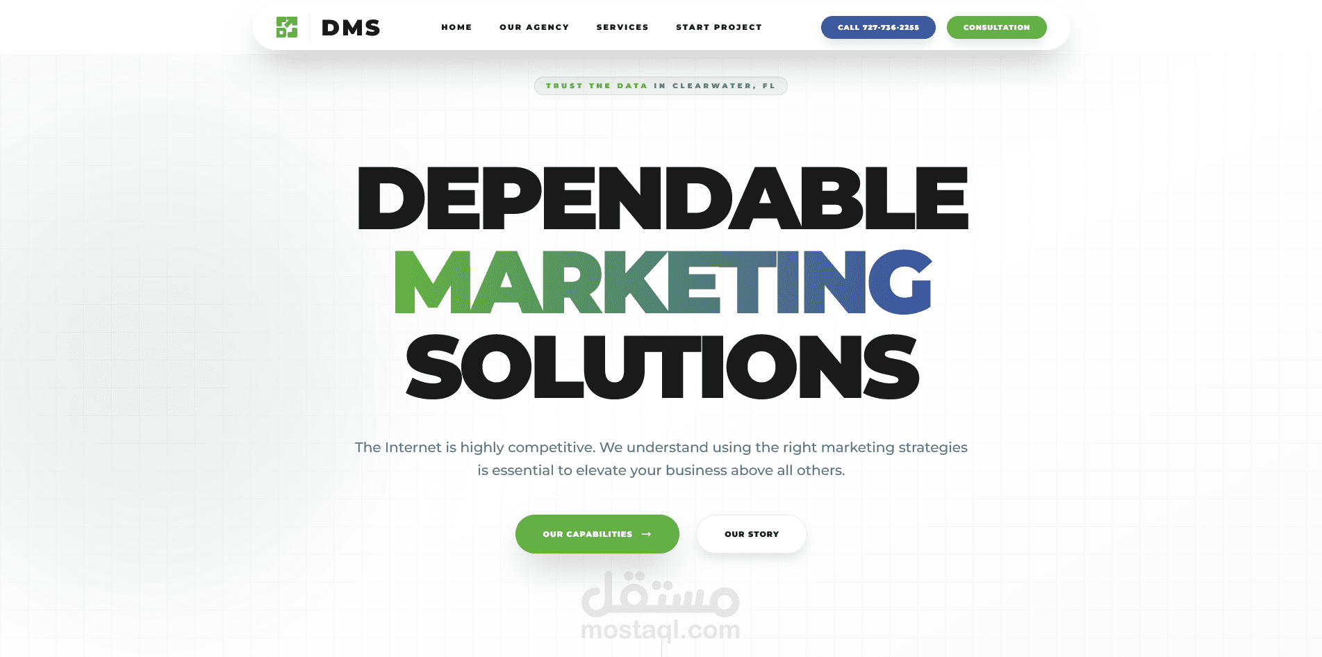 تصميم وتطوير الموقع الرسمي لوكالة التسويق (Dependable Marketing Solutions - DMS)