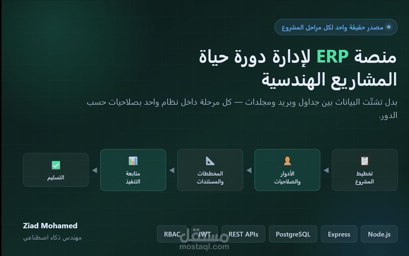 منصة ERP لإدارة دورة حياة المشاريع الهندسية — من التخطيط حتى التسليم