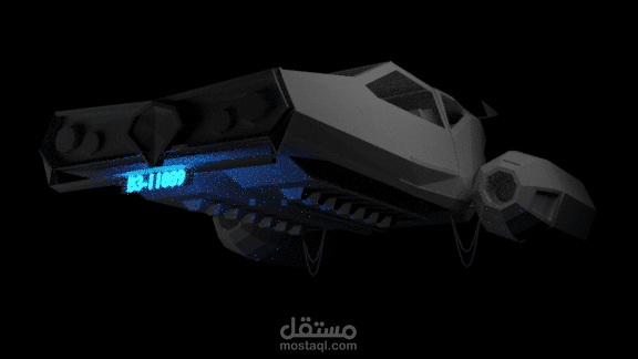 تصميم سيارة خيال علمي لوبولي lowpoly للعبة أندرويد