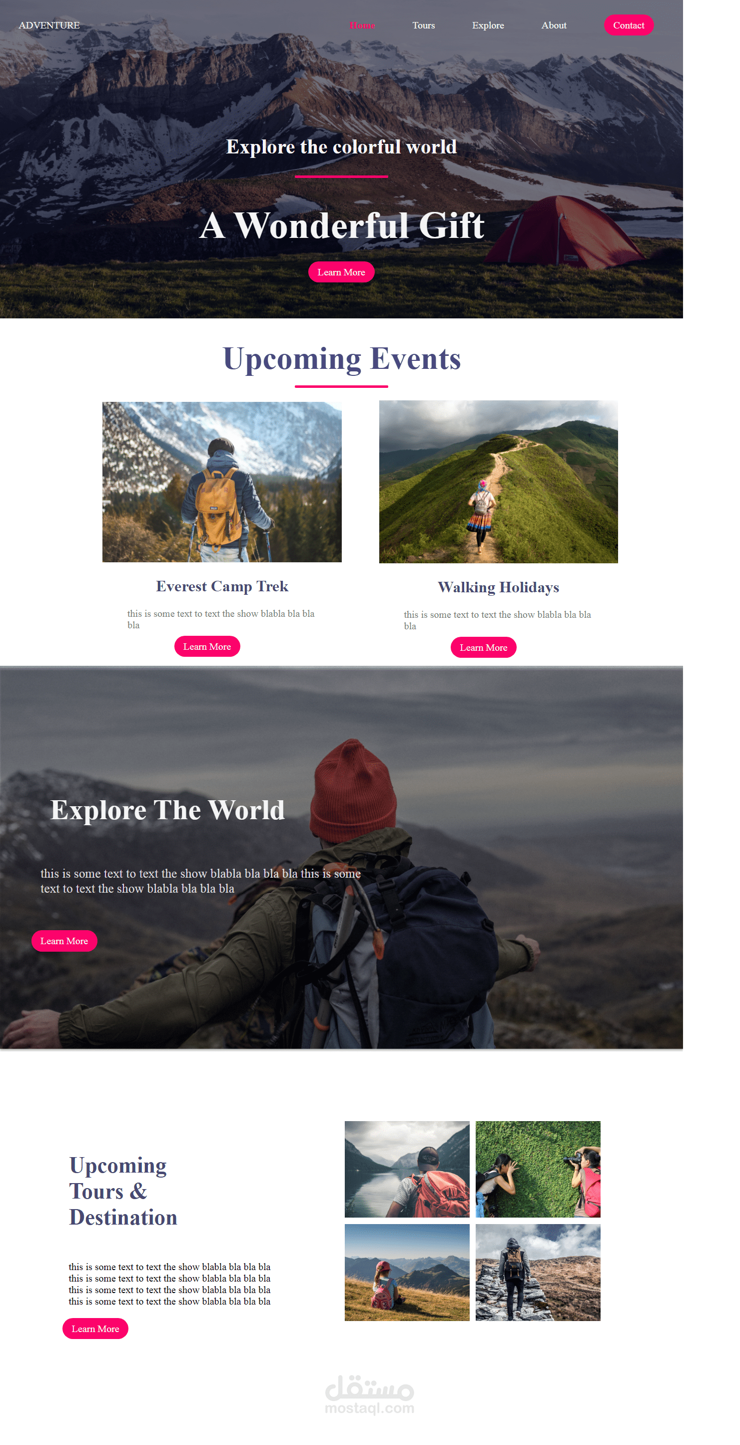 Travelling website UI