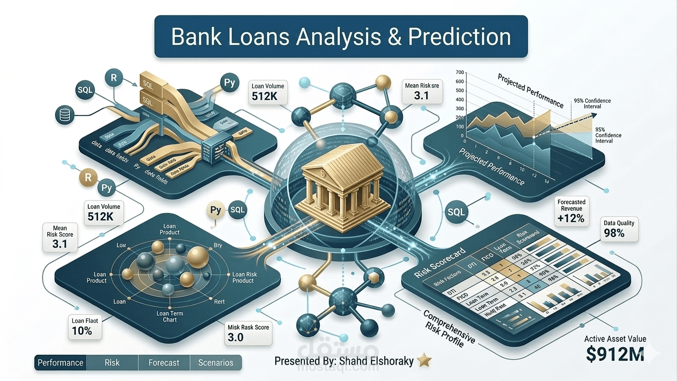 نظام شامل لتحليل مخاطر القروض البنكية والتنبؤ المالي | Power BI & SQL