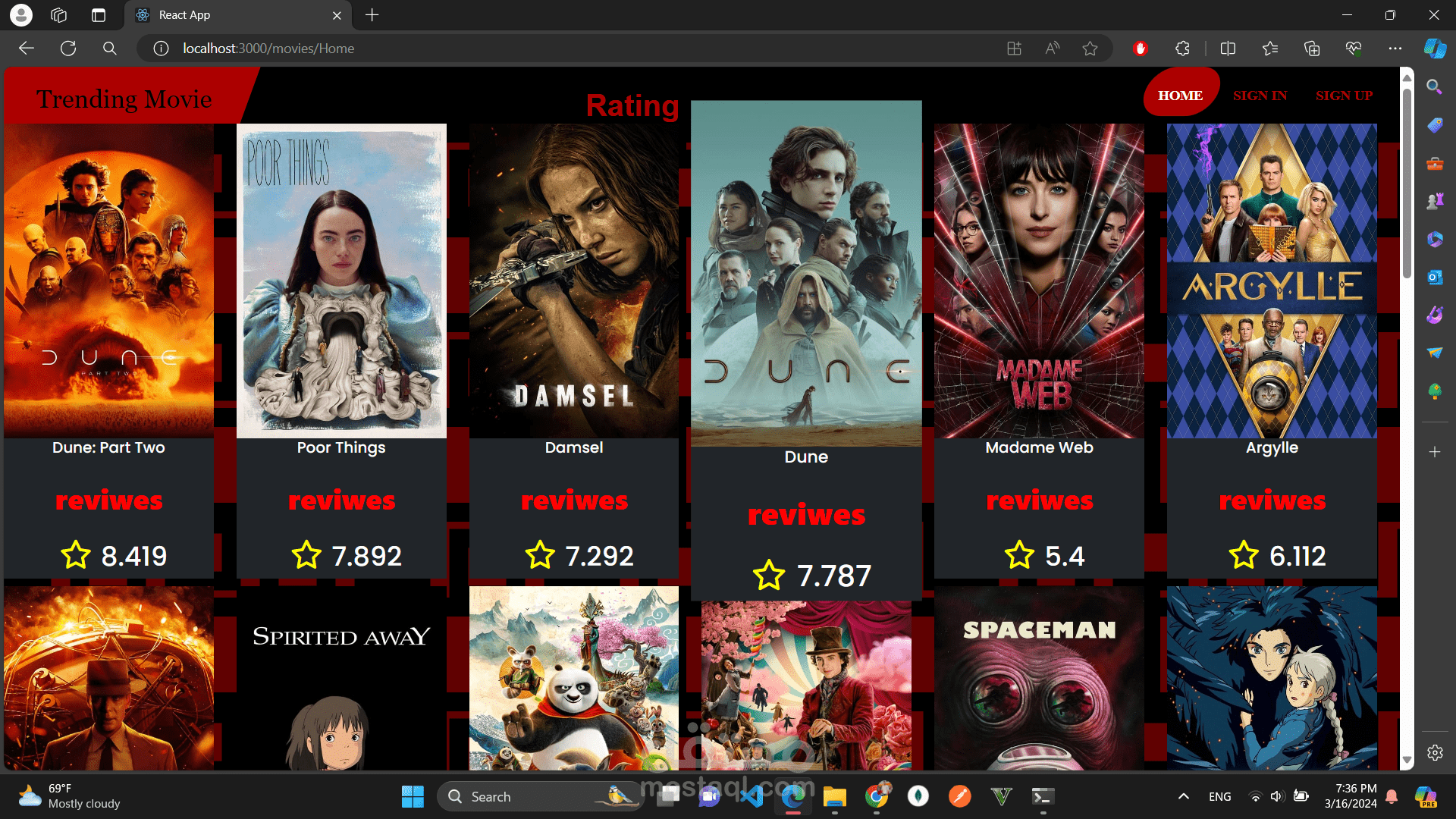 Trending Movie Wepsite With (MERN STACK)