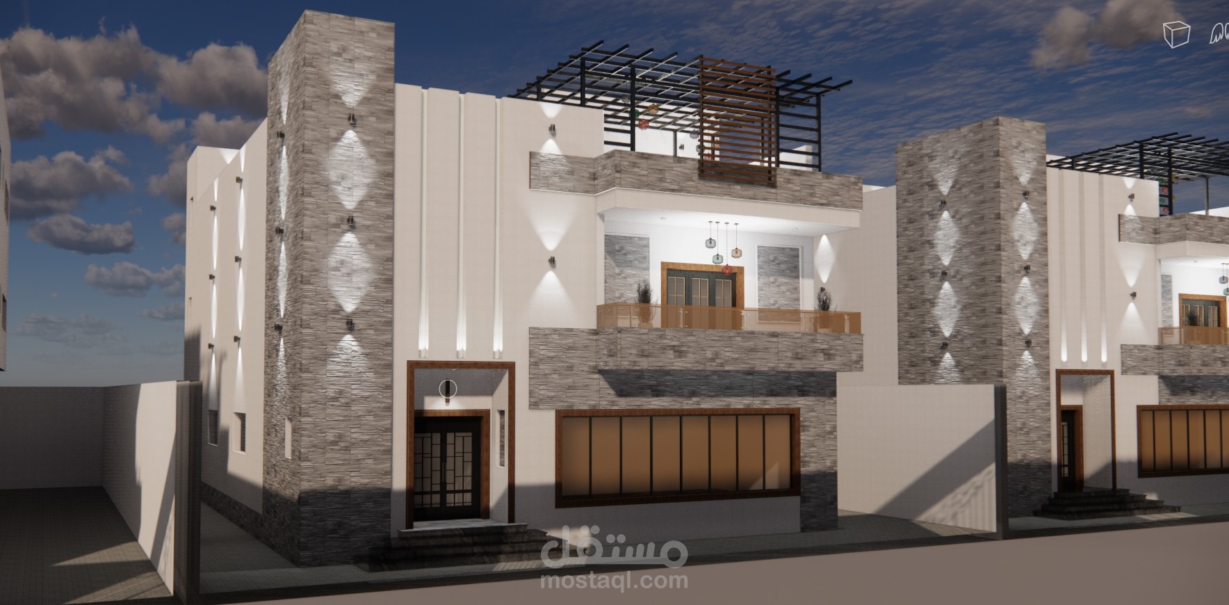 واجهة فيلا - قطعة ارض مقاس 18 * 25 متر