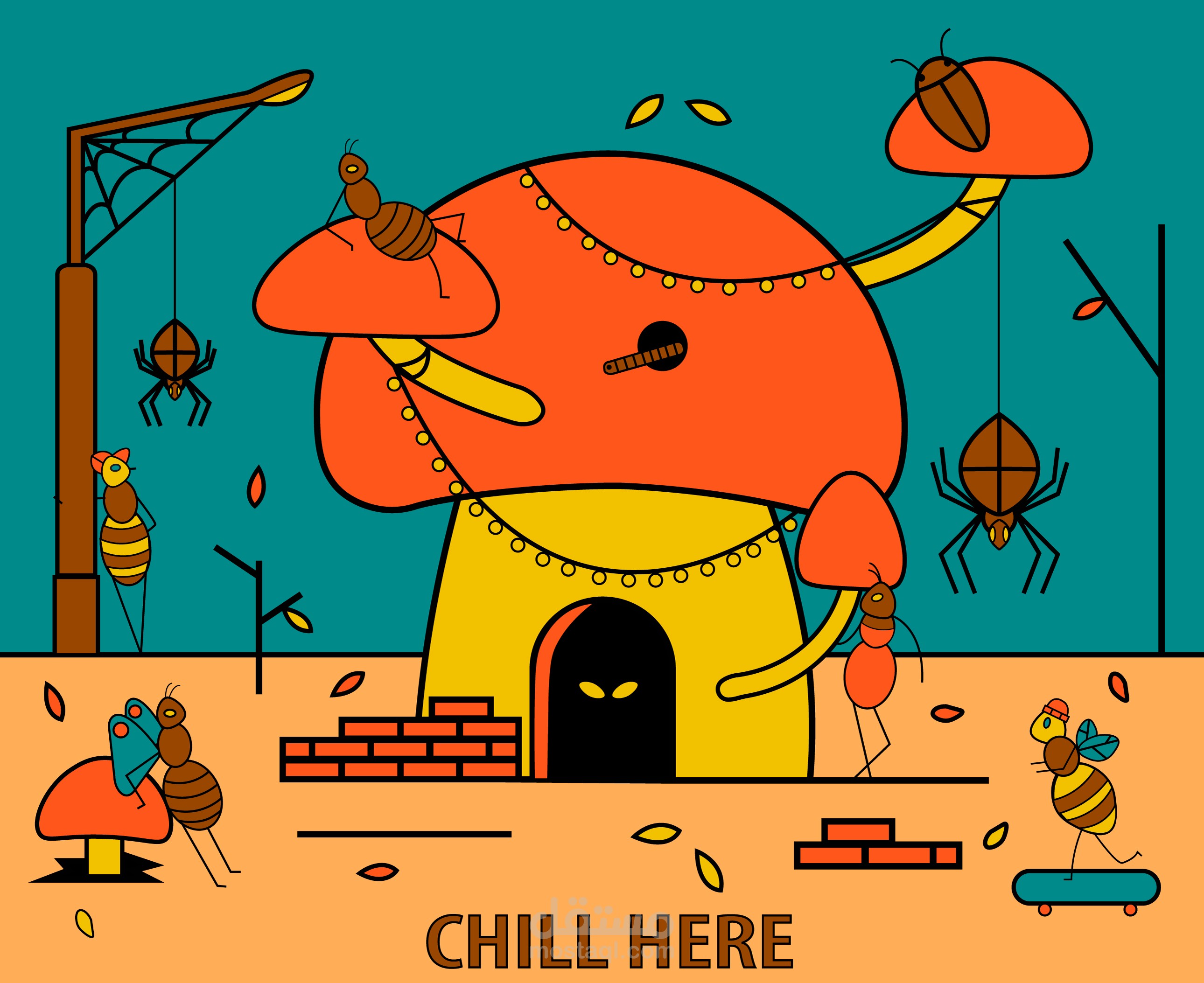 Chill Here) drawing by Illustrator(