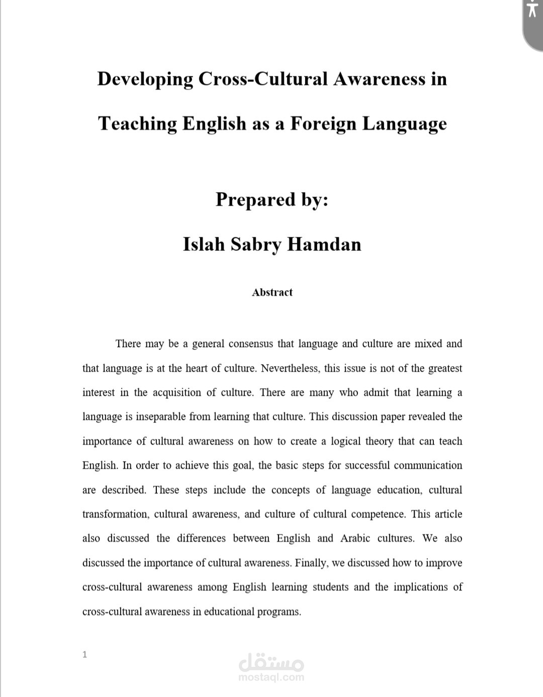 Developing Cross-Cultural Awareness in Teaching English as a Foreign Language