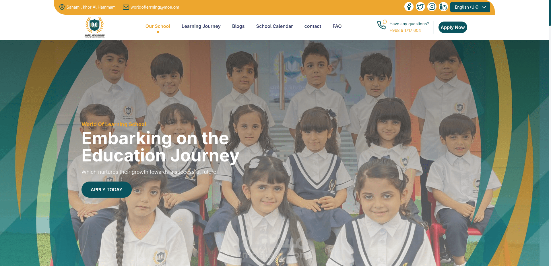 موقع مدرسة World of Learning — منصة مؤسسية ثنائية اللغة
