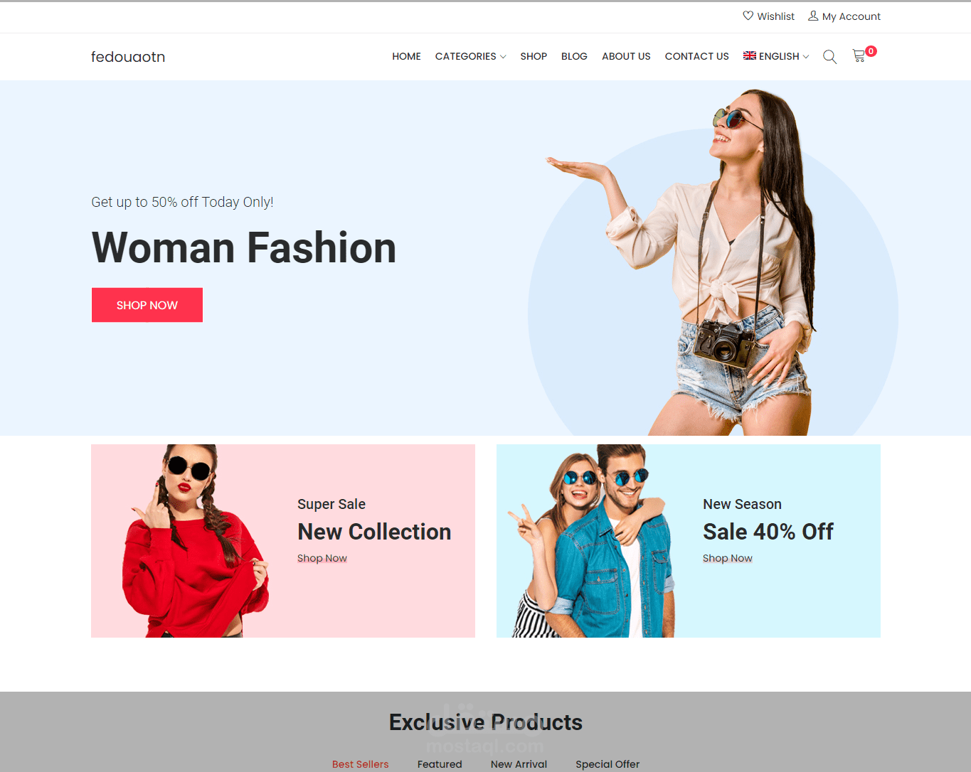 متجر الكتروني لبيع الملابس النسائية بلغتين