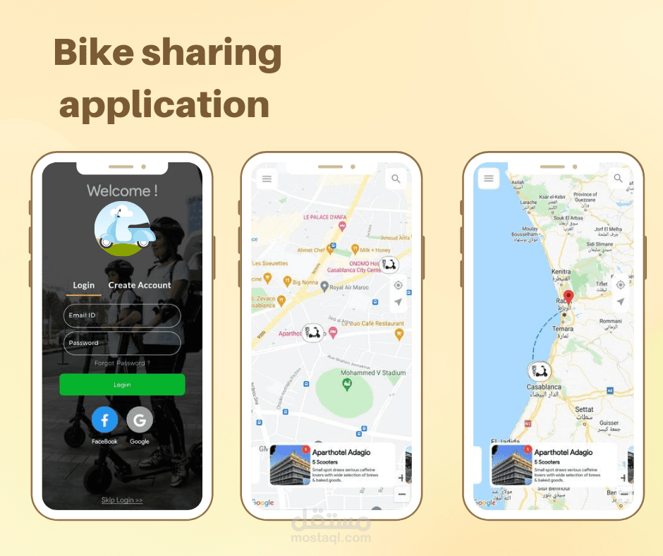 تطبيق لكراء دراجة الكهرابئية و تتبعها في ال MAP