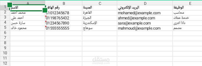 ادخال بيانات