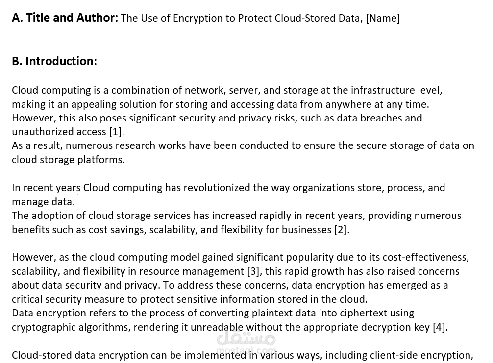 The Use of Encryption to Protect Cloud-Stored Data