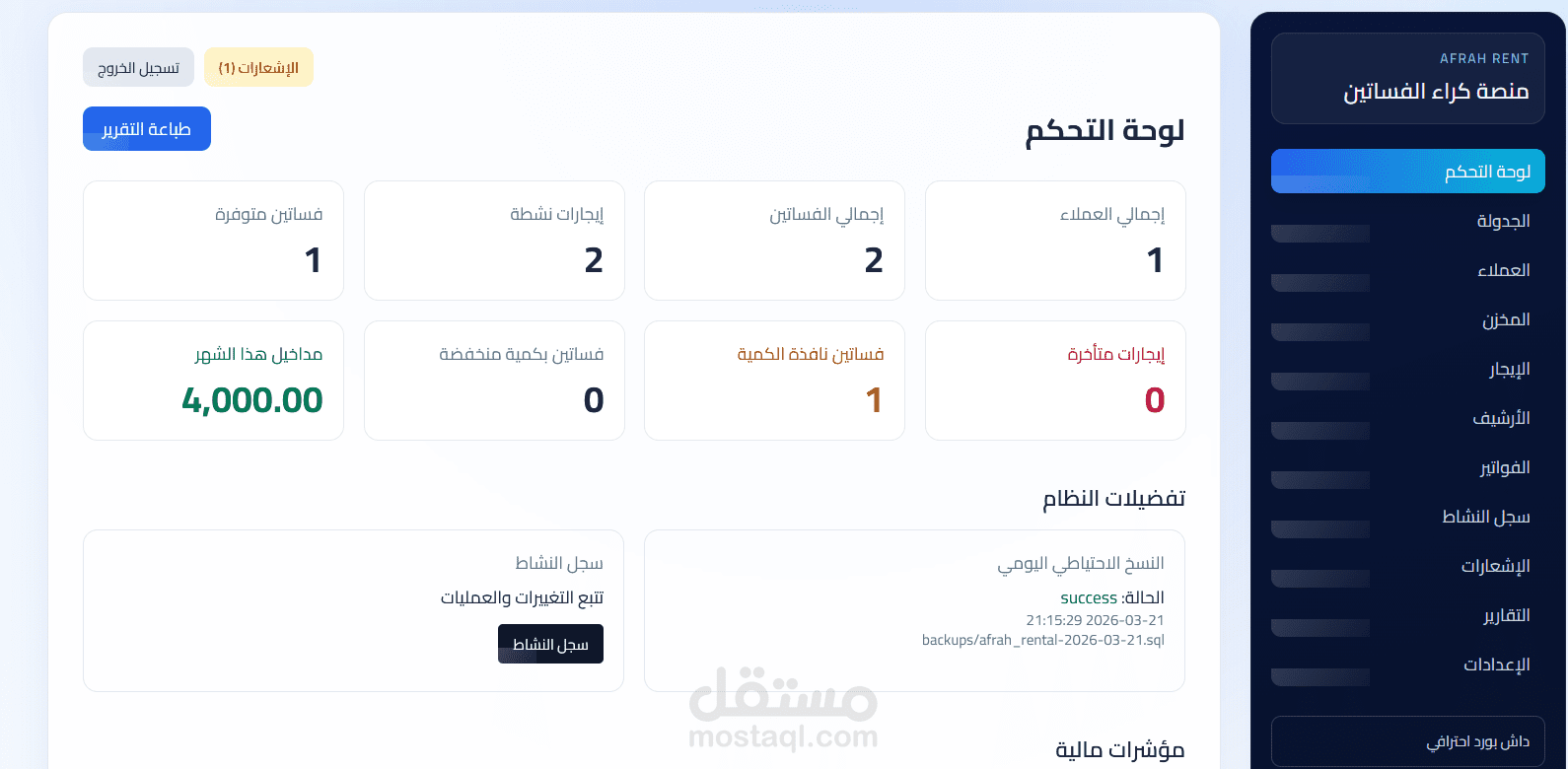 موقع االكتروني لتسيير محلات كراء الفساتين