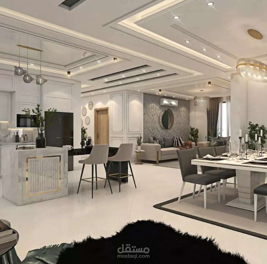 تصميم داخلي لفيلا بطراز النيو كلاسيك
