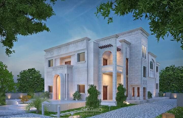 تصميم خارجي لفيلا سكنية بطراز كلاسيك