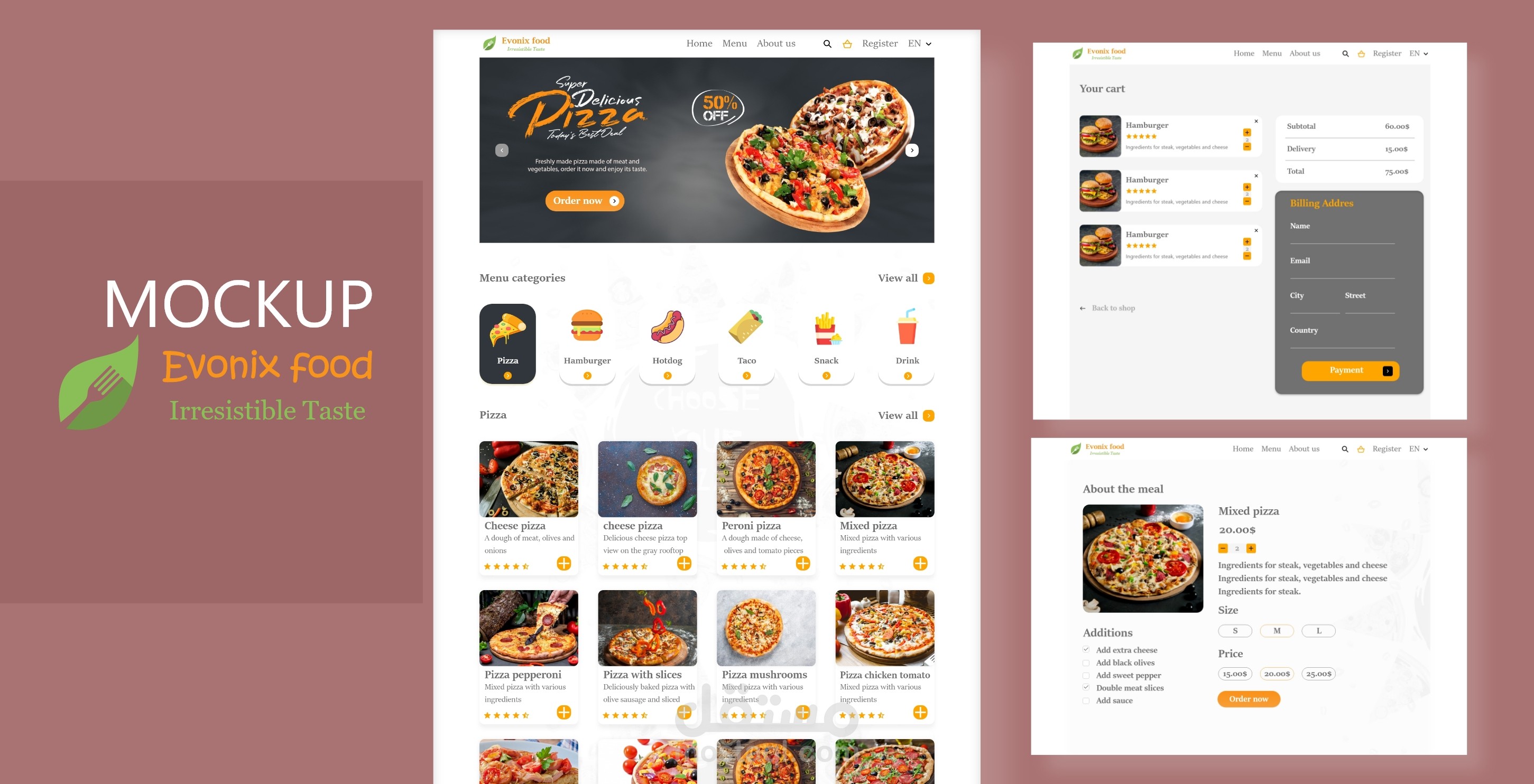 موقع لمطعم ايفونكس فود - Webite - Evonix Food