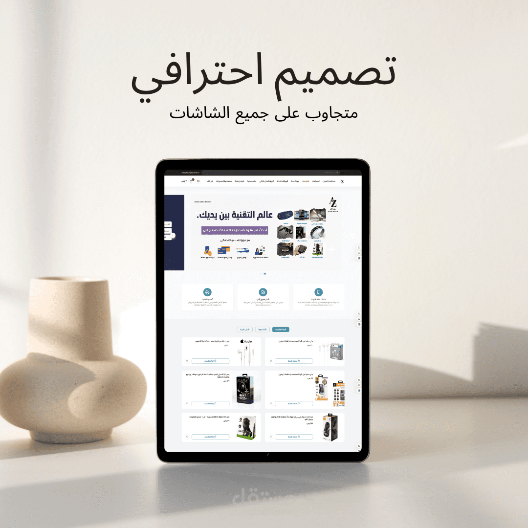 تصميم وتطوير متجر عزوز تك على منصة سلة، المتخصص في بيع المنتجات التقنية.
